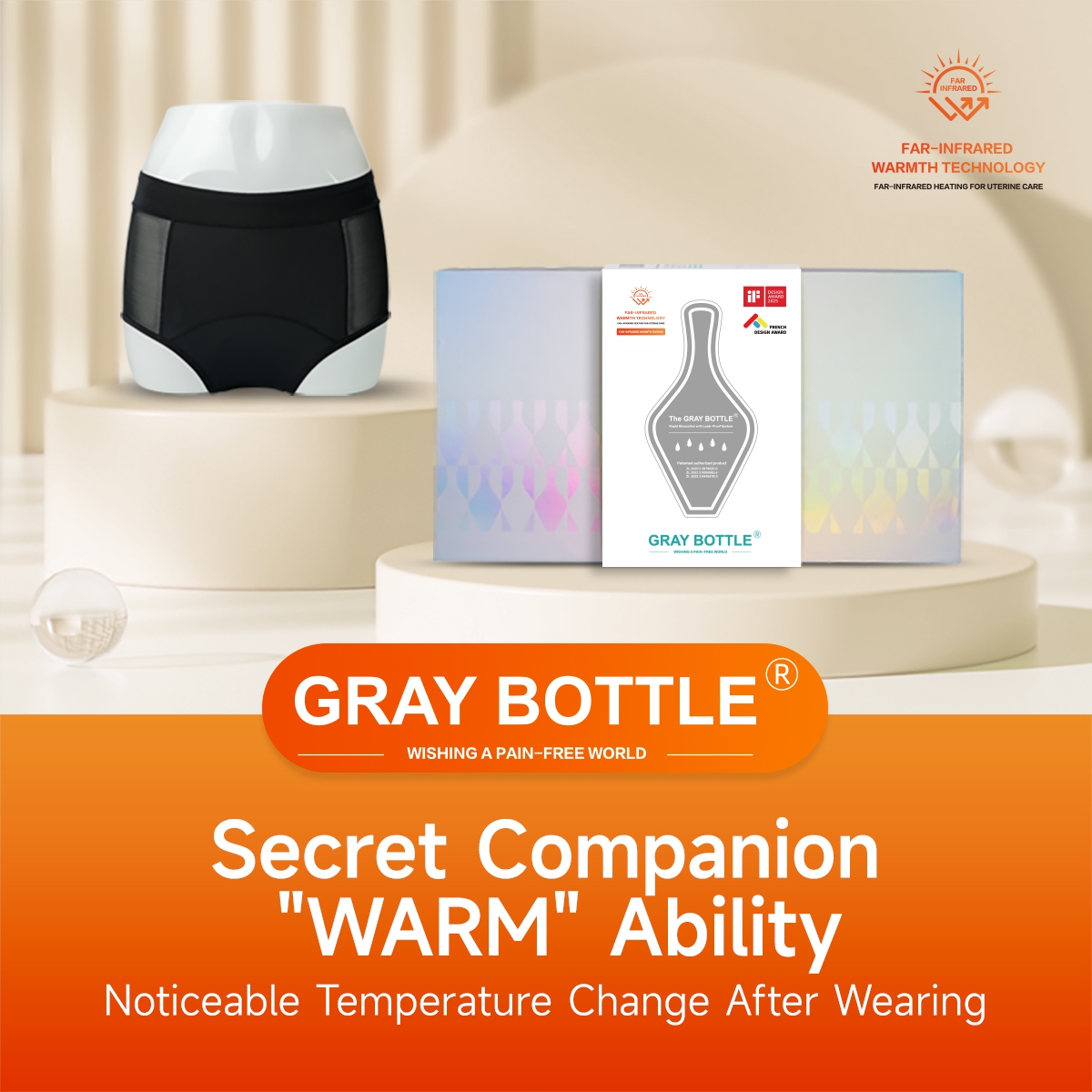 Gray Bottle Period Panties-Far-InfraredWarmth Edition-1