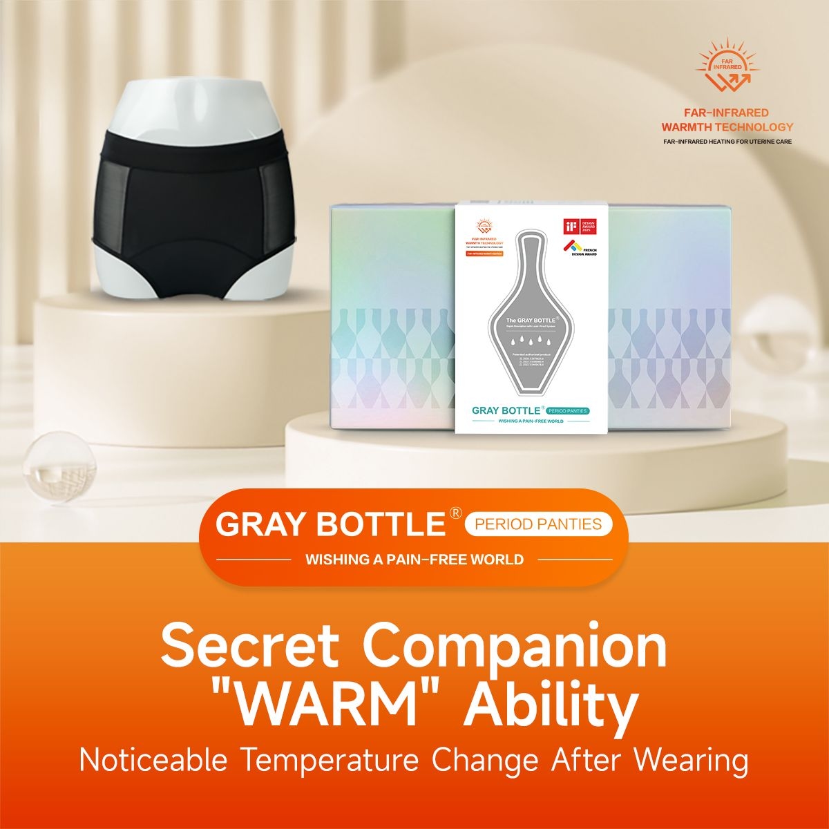 Gray Bottle Period Panties-Far-InfraredWarmth Edition-2