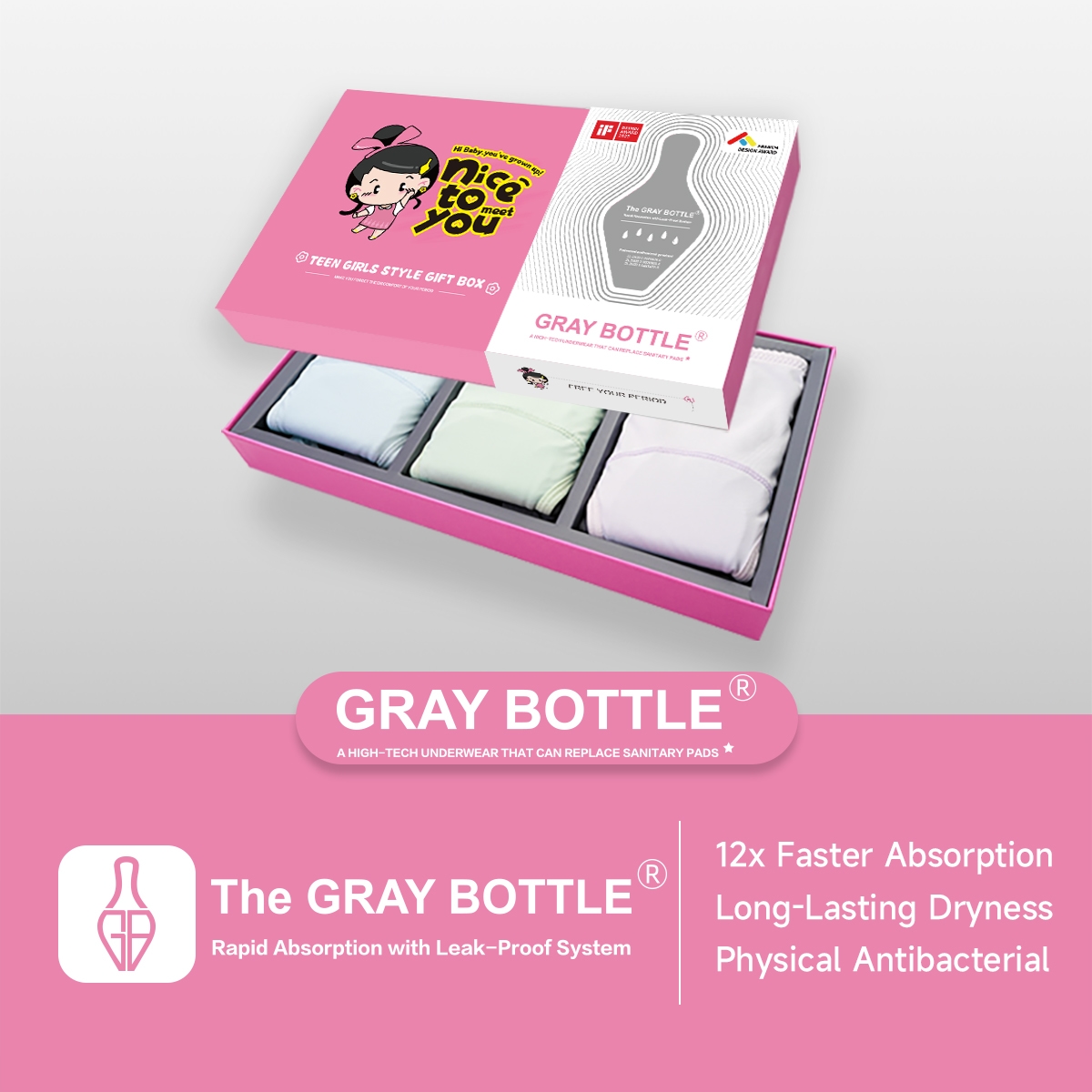 Gray Bottle Period Panties-Teen Girls Style-2